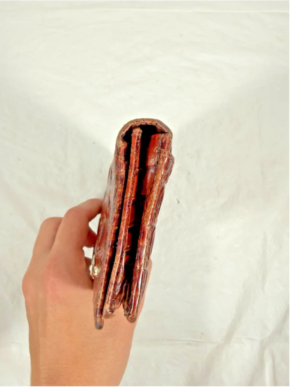 BRAHMIN DEBRA PECAN MELBOURNE LEATHER Croc Embossed WALLET
